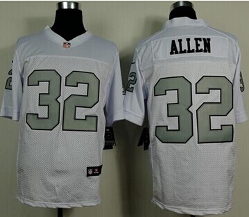 NEW Oakland Raiders #32 Marcus Allen White Silver No.NFL Elite Jersey