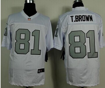 NEW Oakland Raiders #81 Tim Brown White Silver No. NFL Elite Jersey