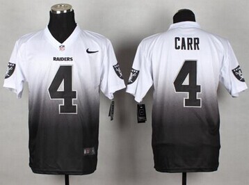 New Oakland Raiders #4 Derek Carr White Black NFL Elite Fadeaway Fashion Jersey