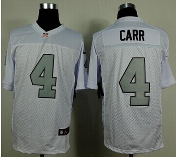 New Oakland Raiders #4 Derek Carr White Silver No. NFL Elite Jersey