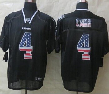 Nike Oakland Raiders #4 Derek Carr Black NFL Elite USA Flag Fashion Jersey