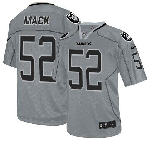 NEW Oakland Raiders #52 Khalil Mack Lights Out Grey NFL Elite Jerseys