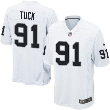 NEW Oakland Raiders #91 Justin Tuck White NFL Game Jersey