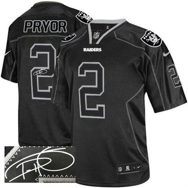 NEW Oakland Raiders #2 Terrelle Pryor Lights Out Black Jerseys(Signed Elite)