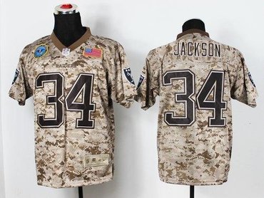 NEW Oakland Raiders #34 Bo Jackson Camo NFL Elite USMC Jersey(USA)