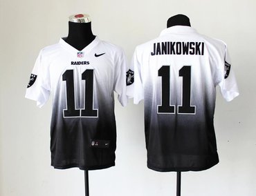 NEW Oakland Raiders 11 Sebastian Janikowski White Black Drift Fashion II Elite NFL Jerseys