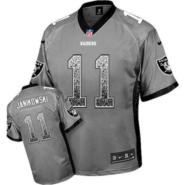 NEW Oakland Raiders #11 Sebastian Janikowski Grey Stitched NFL Elite Drift Fashion Jersey