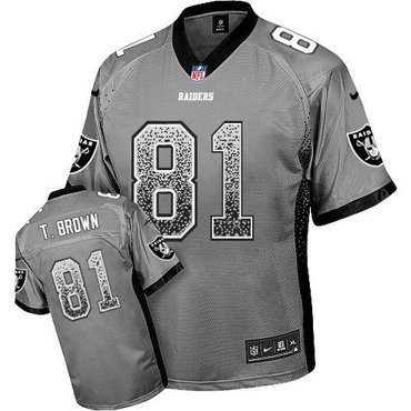 NEW Oakland Raiders #81 Tim Brown Grey Stitched NFL Elite Drift Fashion Jersey