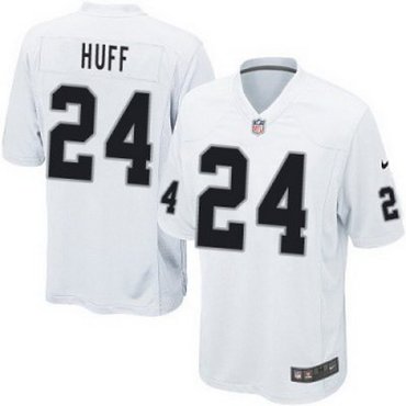 NEW NFL Oakland Raiders Michael Huff 24 White Jerseys(Game)