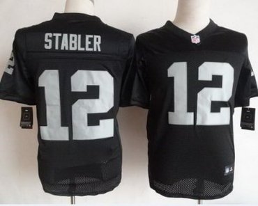 NEW NFL Oakland Raiders 12 Ken Stabler Black Jerseys (Elite)