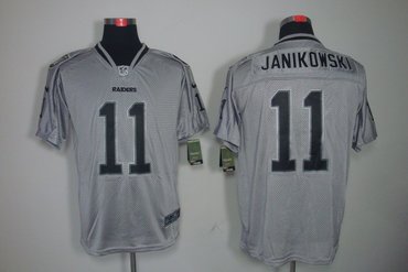 NEW NFL Oakland Raiders 11 Sebastian Janikowski Lights Out Grey Jerseys(Elite)