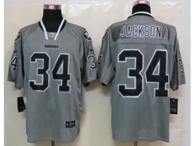 NEW NFL Oakland Raiders 34 Bo Jackson Lights Out Grey Jerseys(Elite)