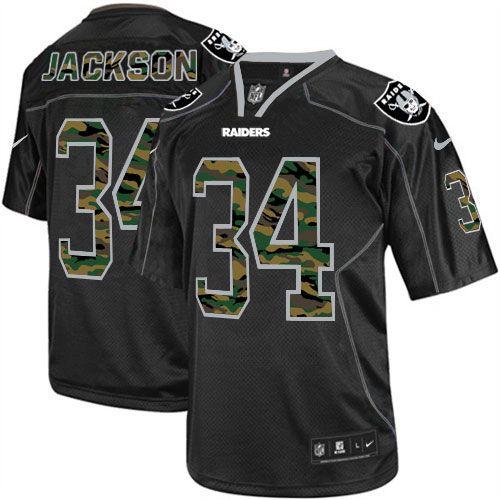 NEW NFL Oakland Raiders 34 Bo Jackson Lights Out Black Elite Jerseys(Camo Number)