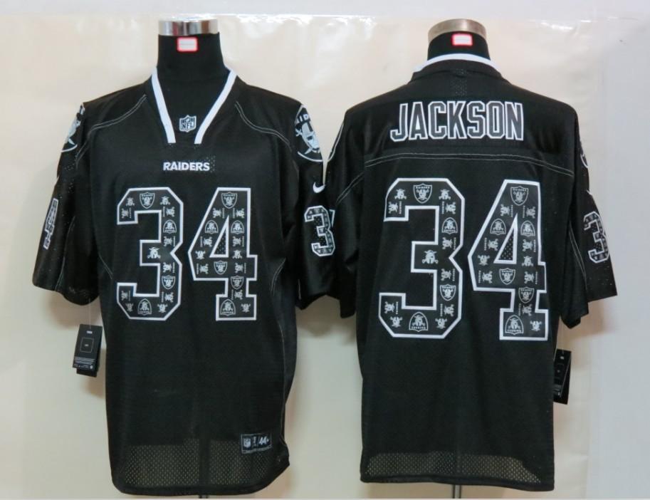 2012 NEW NFL Oakland Raiders 34 Bo Jackson Lights Out Black Elite Jerseys