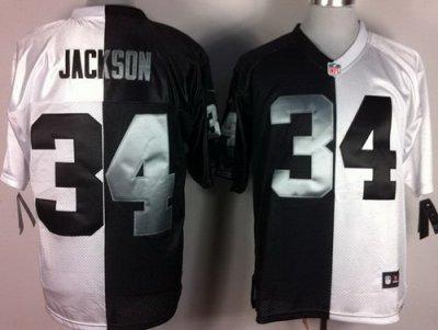 NEW Oakland Raiders 34 Bo.Jackson White-Black Split Elite NFL Jerseys