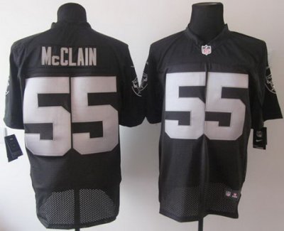 NEW NFL Oakland Raiders 55 Rolando McClain Black Jerseys Logo Sleeves(Elite)