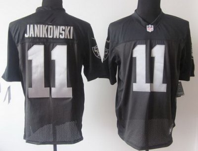 NEW NFL Oakland Raiders 11 Sebastian Janikowski Black Jerseys Logo Sleeves(Elite)