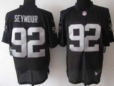 NEW NFL Oakland Raiders 92 Richard Seymour Black Jerseys Logo Sleeves(Elite)