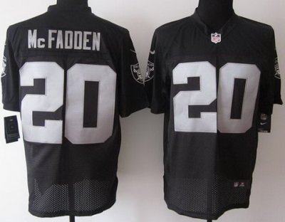 NEW NFL Oakland Raiders 20 Darren McFadden Black Jerseys Logo Sleeves(Elite)