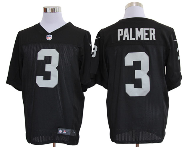 NEW NFL Oakland Raiders 3 Carson Palmer Black Jerseys Logo Sleeves(Elite)