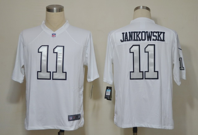 2012 NEW NFL Oakland Raiders 11 Sebastian Janikowski White Jerseys(Game Grey Number)