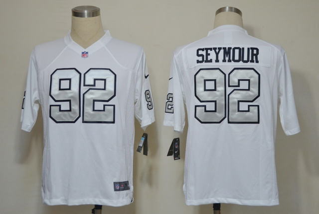 2012 NEW NFL Oakland Raiders 92 Richard Seymour White Jerseys(Game Grey Number)