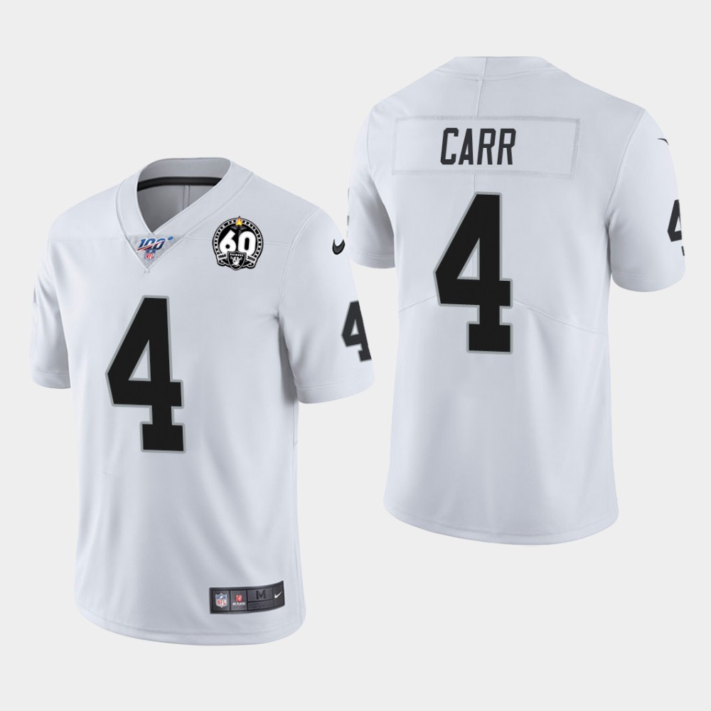 Men's Oakland Raiders #4 Derek Carr 60th Anniversary Vapor Limited Jersey - White