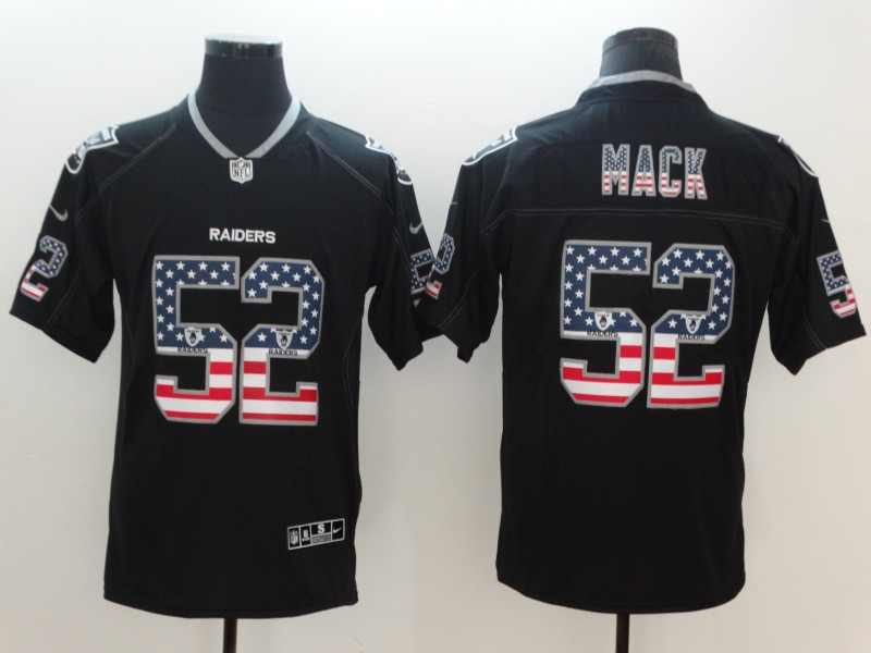 Nike Raiders 52 Khalil Mack Black USA Flag Fashion Color Rush Limited Jersey