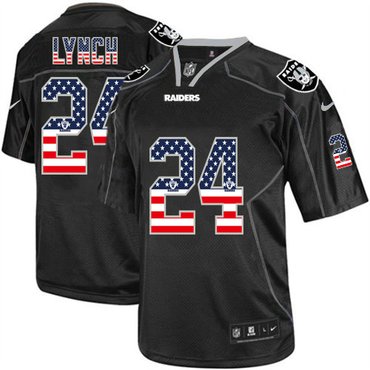 Nike Raiders 24 Marshawn Lynch Black USA Flag Fashion Elite Jersey