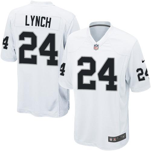 Men Nike Raiders #24 Marshawn Lynch White Stitched NFL Game Jersey