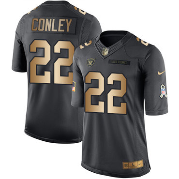 Nike Raiders #22 Gareon Conley Black Men's Stitched NFL Limited Gold Salute To Service Jersey