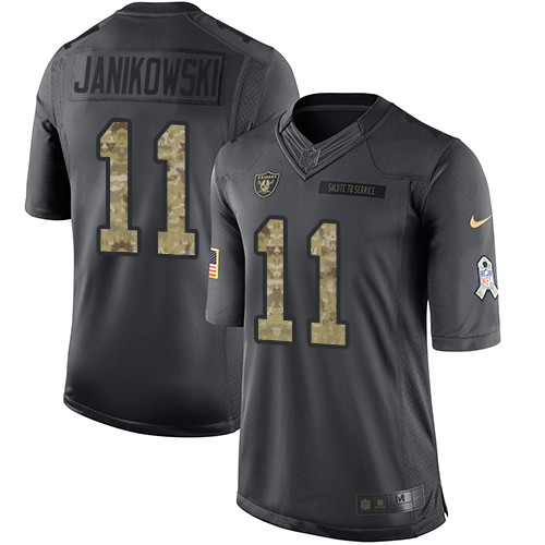 Nike Raiders #11 Sebastian Janikowski Black Men's Stitched NFL Limited 2016 Salute To Service Jersey