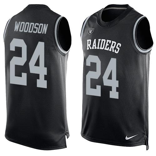 Nike Raiders #24 Charles Woodson Black Team Color Men's Stitched NFL Limited Tank Top Jersey