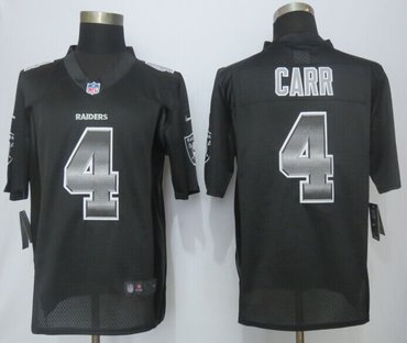 2015 New New Oakland Raiders #4 Carr Black Strobe Limited Jersey