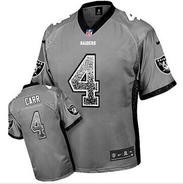 NEW Oakland Raiders #4 Derek Carr Grey NFL Elite Drift Fashion Jersey