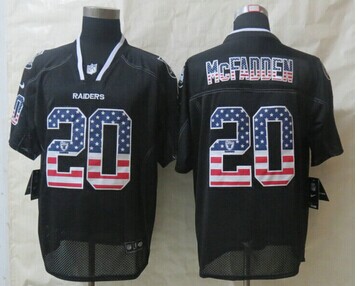 New Oakland Raiders #20 Darren McFadden USA Flag Fashion Black Elite Jerseys