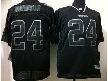 New Oakland Raiders 24 Charles Woodson Black Light Out Elite NFL Jerseys