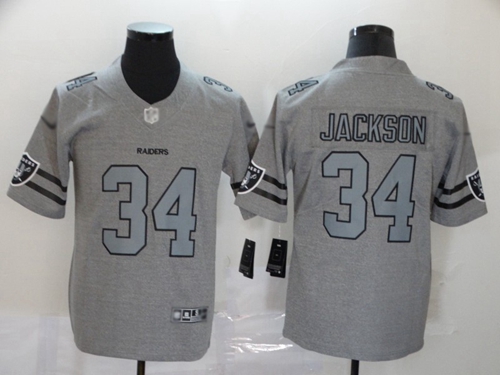 Raiders #34 Bo Jackson Gray Men's Stitched Football Limited Team Logo Gridiron Jersey