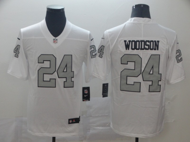 Nike Raiders 24 Charles Woodson White Color Rush Limited Jersey