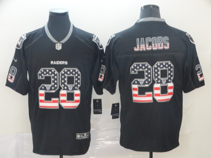 Raiders 28 Josh Jacobs Black USA Flash Fashion Limited Jersey