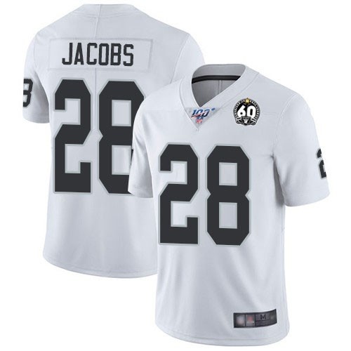 Raiders 28 Josh Jacobs White 100th And 60th Anniversary Vapor Untouchable Limited Jersey