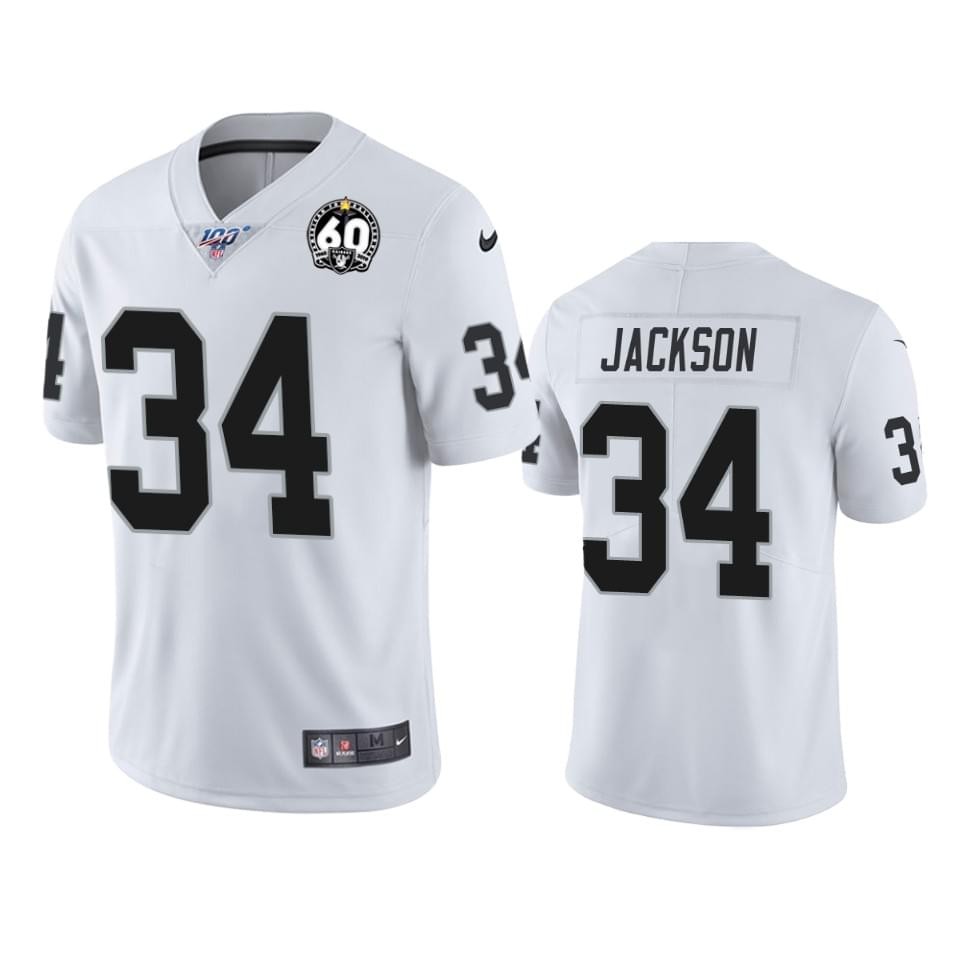 Raiders 34 Bo Jackson White 100th And 60th Anniversary Vapor Untouchable Limited Jersey