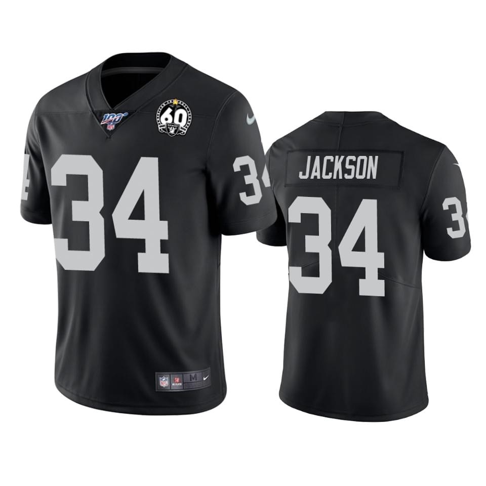 Raiders 34 Bo Jackson Black 100th And 60th Anniversary Vapor Untouchable Limited Jersey