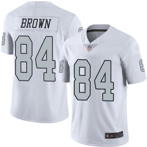 Raiders #84 Antonio Brown White Men's Stitched Football Limited Rush Jersey