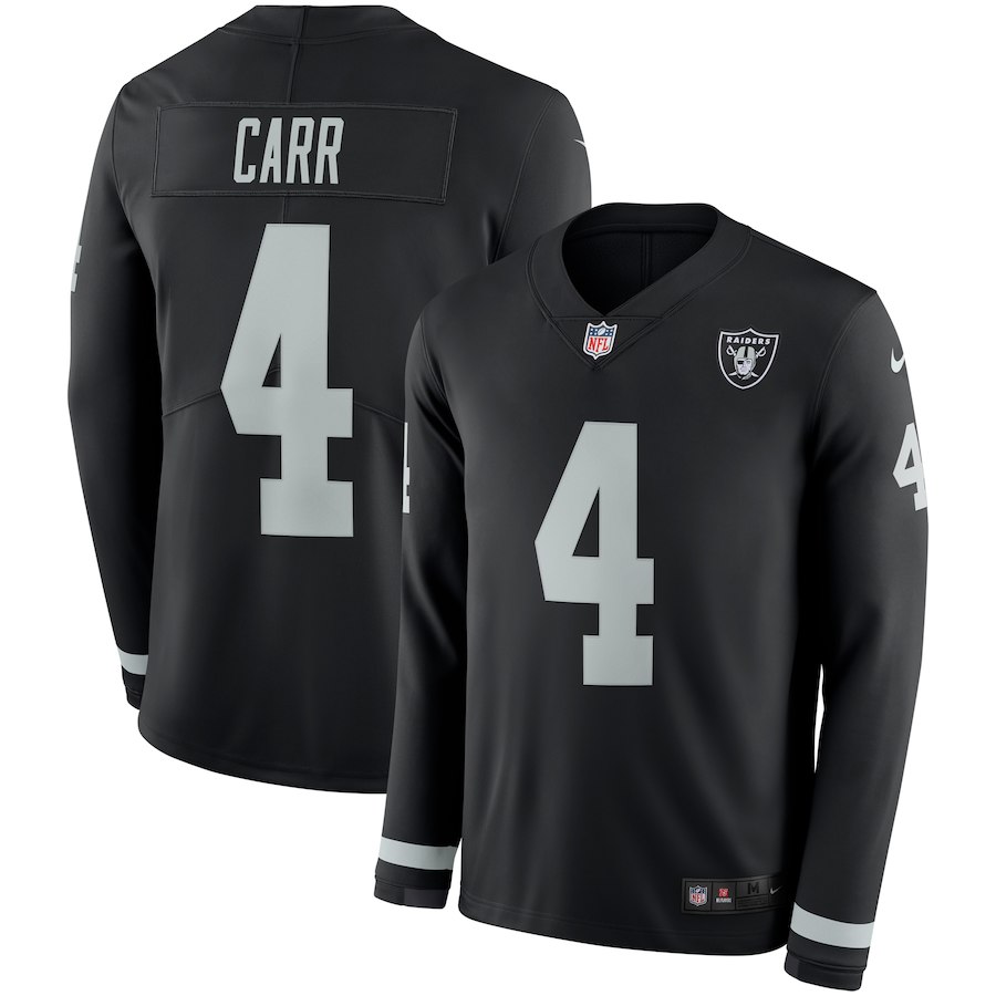 Nike Raiders 4 Derek Carr Black Therma Long Sleeve Jersey