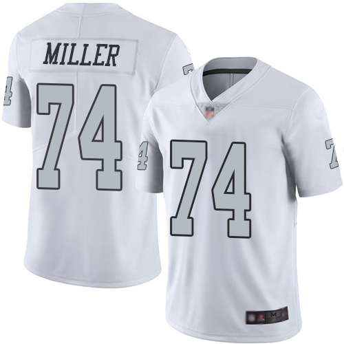 Raiders #74 Kolton Miller White Men's Stitched Football Limited Rush Jersey