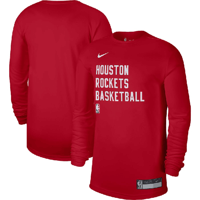 Men's Houston Rockets Red 2023 24 Legend On-Court Practice Long Sleeve T-Shirt