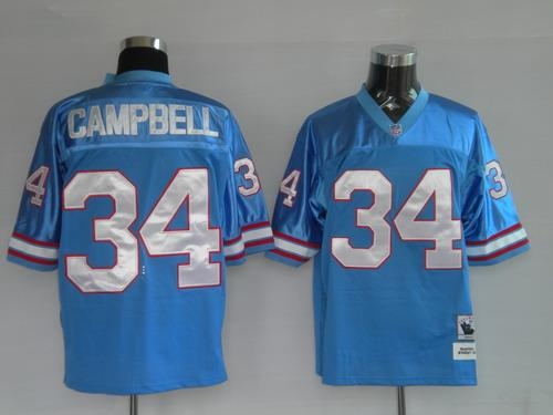 houston oilers 34 earl campbell blue throwback jerseys