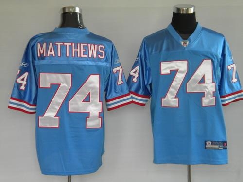 houston oilers 74 matthews blue jerseys