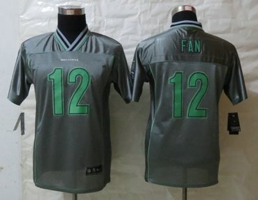 Youth NEW Seattle Seahawks #12 Fan Grey Vapor Elite Jerseys